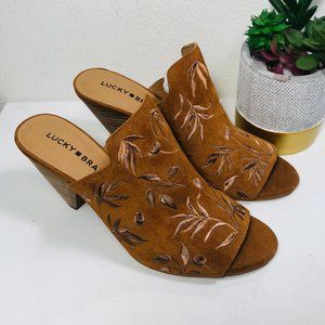 Lucky Brand Emree Embroidered Peep Toe Mules